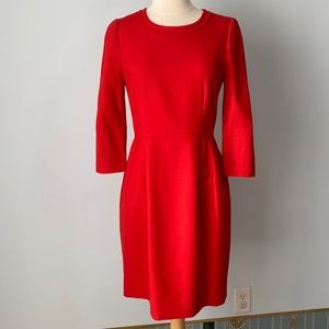 J.Crew red long sleeve dress wool blend